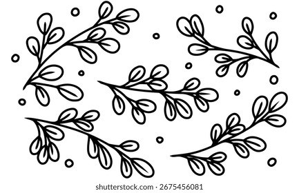 Moringa leaf motif background with black outline bold