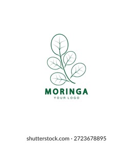 Diseño de Plantilla de Ilustración vectorial de icono de naturaleza de hoja de moringa