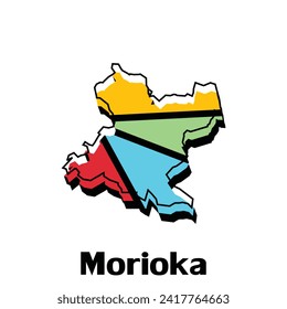 Mapa de Morioka. mapa vector del país. Fronteras de Japón para tu infografía. Ilustración vectorial. plantilla de diseño