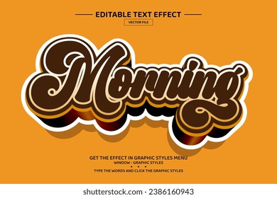 Morning 3D editable text effect template
