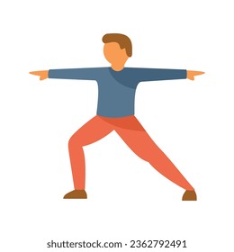 Morgens Aktive Übung Symbol flache Vektorgrafik. Fitness im Fitnessraum. Person einzeln