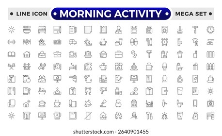 Morning Activity outline icon. Daily Lifestyle and Wellness Icon Set. Yoga, Skincare, Travel, and Self-Care Minimal Vector Collection.
