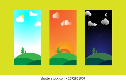 Morning Afternoon Evening Night Cartoon Images Stock Photos Vectors Shutterstock
