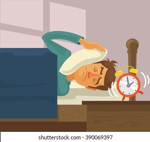 Morning alarm clock. Vector flat illustration