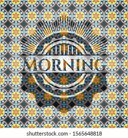 Morning arabic badge. Arabesque decoration.