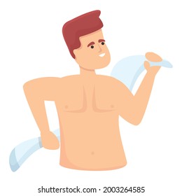 Morning bath icon cartoon vector. Water shower. Man person bath