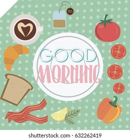Morning breakfast concept poster. Vector illustration