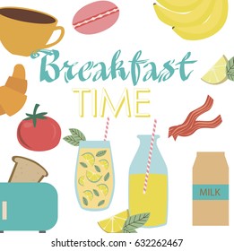 Morning breakfast concept poster. Vector illustration