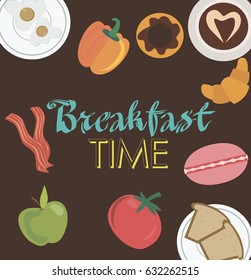 Morning breakfast concept poster. Vector illustration