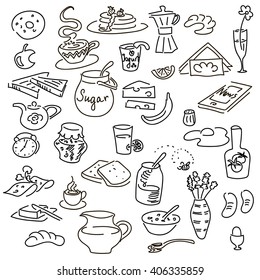 Morning breakfast doodle vector set