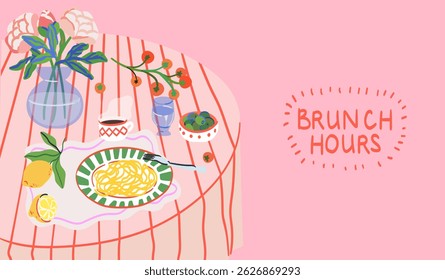 Morning breakfast food menu design. Business breakfast and brunch dishes collection for posters, cafe or restaurant menu. Vintage hand drawn marker sketch vector illustration. Mediterranean style.