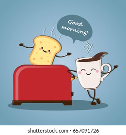 Morning breakfast. Good morning! Morning coffee. Vector illustration.
