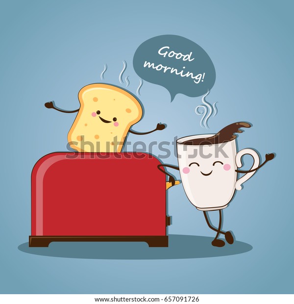朝ごはん おはよう モーニングコーヒー ベクターイラスト のベクター画像素材 ロイヤリティフリー
