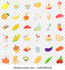 Morning breakfast icons set. Cartoon style of 36 morning breakfast vector icons for web for any design