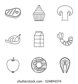 Morning breakfast icons set. Outline illustration of 9 morning breakfast vector icons for web
