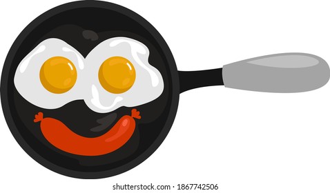 Morning breakfast, illustration, vector on white background.