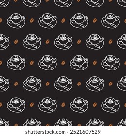 Morning Brew Parade Cappuccino Cup Pattern. Perfect for decorating a coffee shop, creating unique barista uniforms, or crafting coffee-themed accessories.