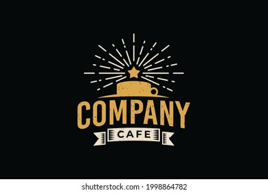 Morning Cafe logo vector graphics with a cup of coffee and rising star for any business, especially for cafe, coffee shop, restaurant, etc.