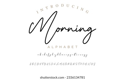 Morning calligraphy script. Vector alphabet.