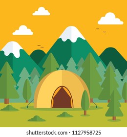 Morning Camp Tent Vector Design