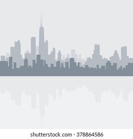 Morning Chicago Skyline - Vector