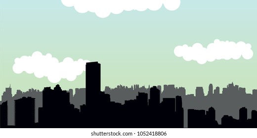 Morning City Skyline Vector Illustration