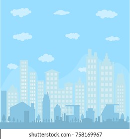 Morning city skyline. Vector illustration.