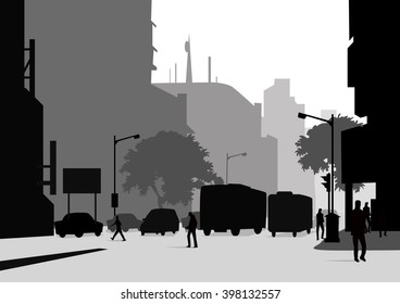 Calle de la ciudad - Vector