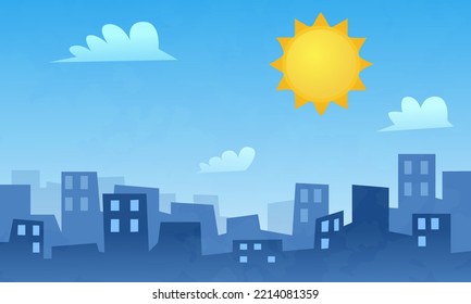 Morning cityscape on the horizon