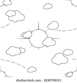 Nube matutina y textil solar para papel, decoración, camisa, fondo, lindo patrón sin costura