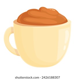 Morning cocoa cup icon cartoon vector. Natural dessert. Poured beverage