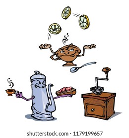 morning coffee, breakfast