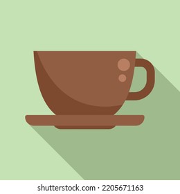 Morning coffee cup icon flat vector. Work time. Job hour