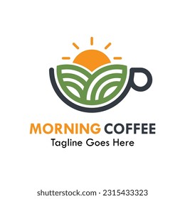 Ilustración del logotipo del diseño del café matutino