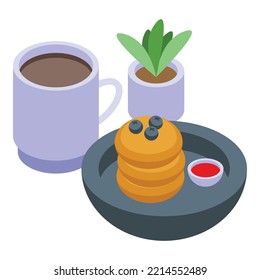 Morning Coffee Icon Isometric Vector. Cafe Street. City Restaurant