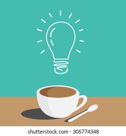 morning coffee and light bulb,vector