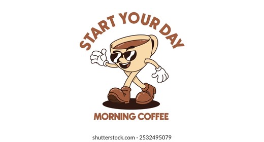 morning coffee mascot illustration vector