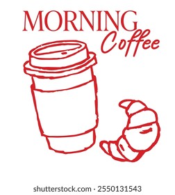 Morning coffee slogan. Coffee cup artwork for apparel, sticker, batch, background, poster and others. Vector