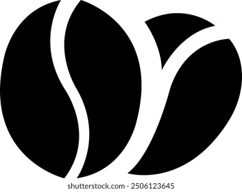 Morning coffee vector. Coffee bean icon, png, wide, copy space, graphic design template element, isolated on transparent background, Coffee sign or symbol, Black line grain, for mobile or web.