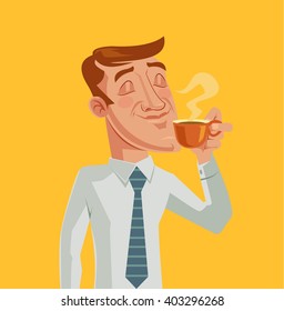 Morning coffee. Vector cartoon flat illustration