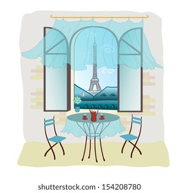 morning coffee with a view of the Eiffel Tower