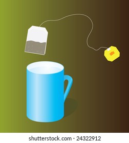 Morning cup of black tea. Vector illustration