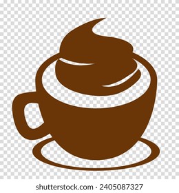Morning cup of coffee for waking up. Cup coffee side view. Chocolate drink aroma hot restaurant mug. Eps 10.