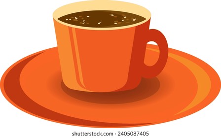 Morning cup of coffee for waking up. Cup coffee side view. Chocolate drink aroma hot restaurant mug. Eps 10.