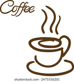 Morning cup of coffee for waking up. Cup coffee side view. Chocolate drink aroma hot restaurant mug. Eps 10.