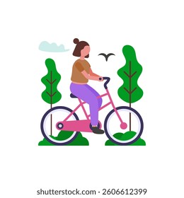 Morning Cycling Exercise Routine Vector Illustration