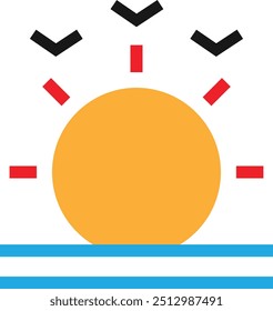 Morning Day Background Icon Vector Flat Illustration