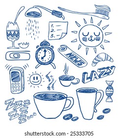 Morning doodles. Hand-drawn vector image.