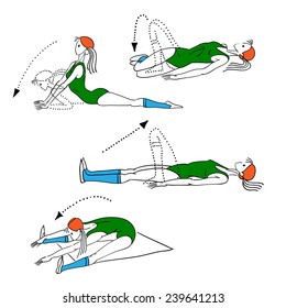 morning exercises, vector illustration, Pilates poses