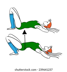 morning exercises, vector illustration, Pilates poses